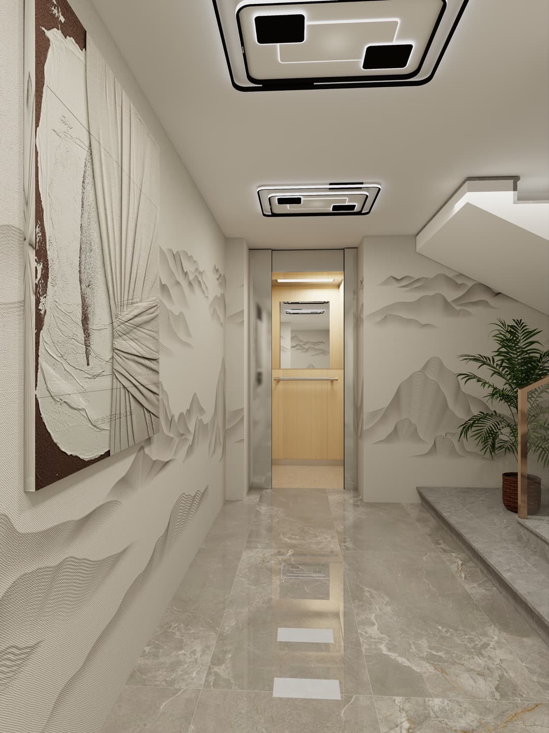 Modern corridor with natural light