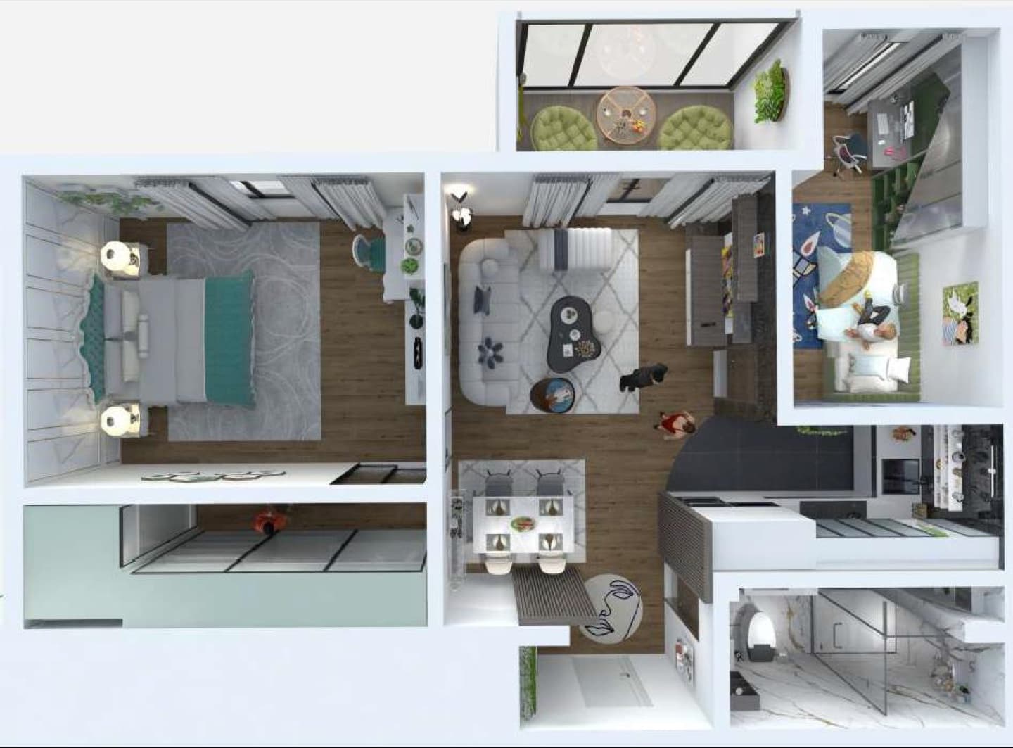 S6 — Two-bedroom Apartment - Floor plan view 1